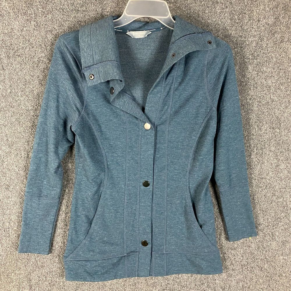 Free Country‎ Sweater Women's Small Snap Blue Polyester Blend Adults S